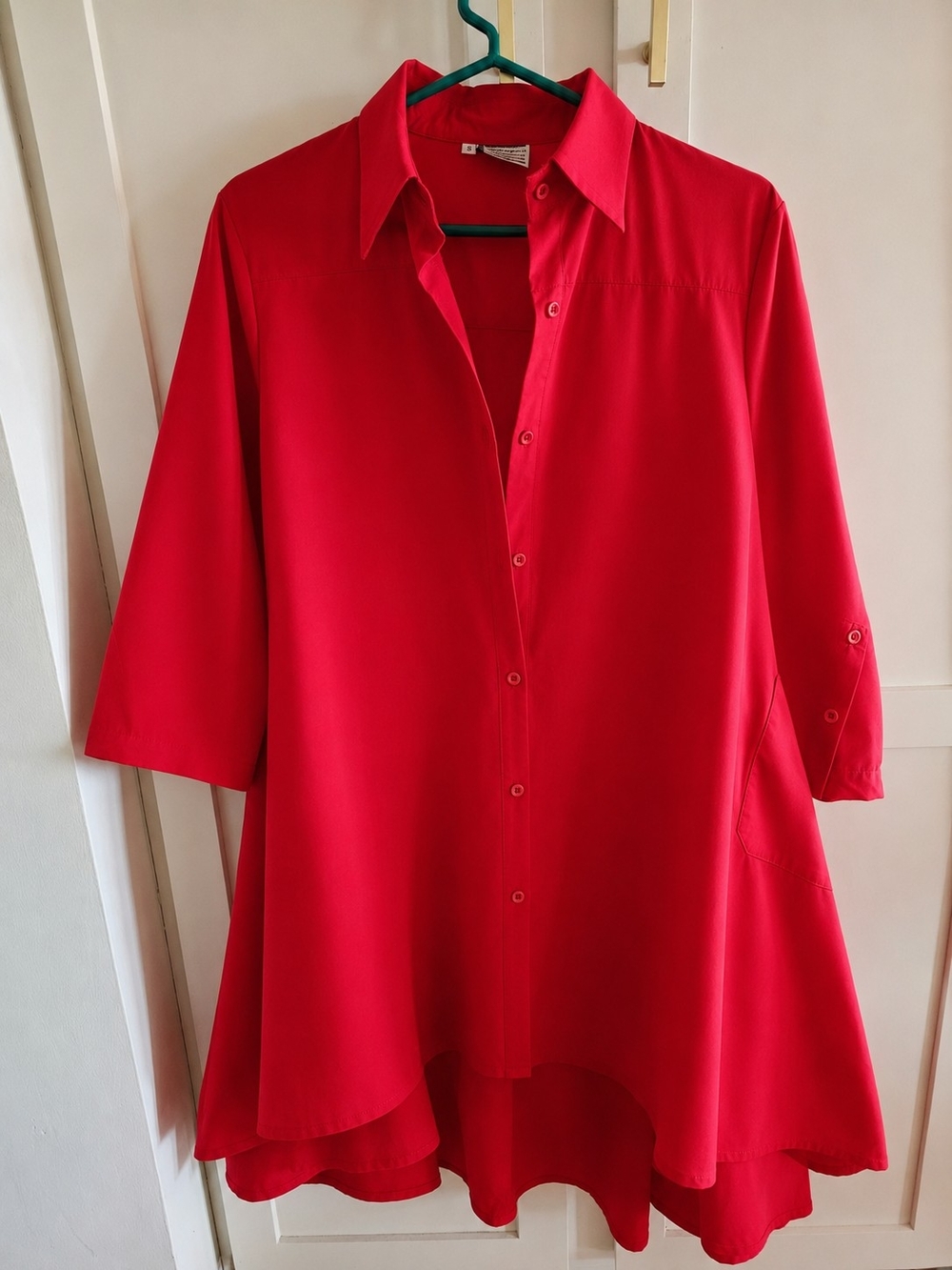 Beautiful Boutique Red Button-Front Women's Tunic Dress.
